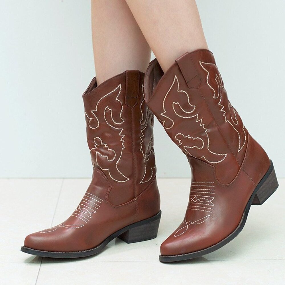 SheSole Women's Western Cowgirl Cowboy Boots Classic Country Style Footwear - Picture 5 of 6